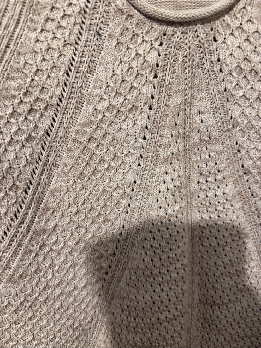 Calvin Klein Jeans Women's Neutral Textured Scoop Neck Sweater L